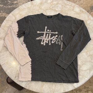 Vintage Stussy Big Logo Printed Long Sleeve Tee S